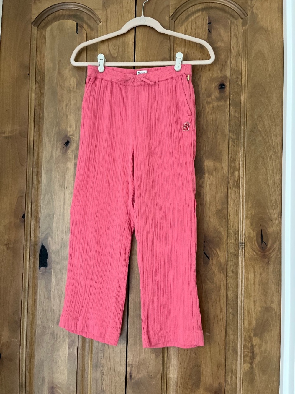 Scotch & Soda Girls' Wide Leg Crinkle Cotton Pant Rose Pink / 10